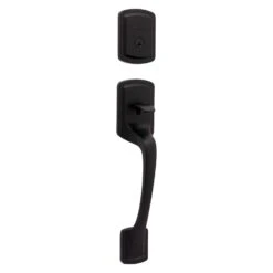 Kwikset Prague Matte Black Entry Handleset 1-3/4 In.