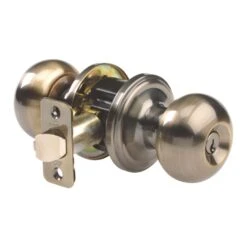 Ace Colonial Antique Brass Entry Lockset KW1 1-3/4 In.