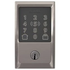 Schlage Encode Plus Satin Nickel Metal WiFi Deadbolt With Century Trim