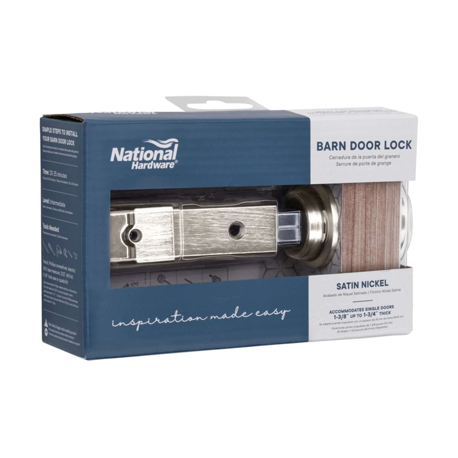 National Hardware Satin Nickel Steel/Zinc Sliding Door Lock 6 National Hardware Satin Nickel Steel/Zinc Sliding Door Lock - Image 6