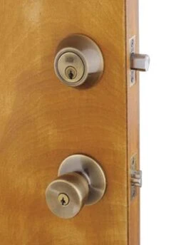 Home Plus Antique Brass Knob And Deadbolt Set 1-3/4 In.