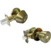 Faultless Tulip Antique Brass Entry Knob And Single Cylinder Deadbolt Right Handed