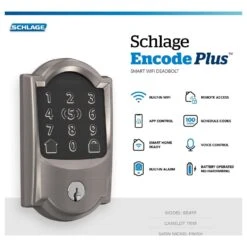Schlage Encode Plus Satin Nickel Metal WiFi Deadbolt With Camelot Trim -Irwim Door Locks Shop fb0e8b93 2f0f 4ee3 8594 a309eae4115e
