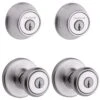 Kwikset Tylo Satin Chrome Deadbolt And Entry Door Knob 1-3/4 In.