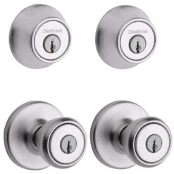 Kwikset Tylo Satin Chrome Deadbolt And Entry Door Knob 1-3/4 In.
