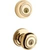 Kwikset SmartKey Juno Polished Brass Entry Knob And Single Cylinder Deadbolt KW1 1-3/4 In.